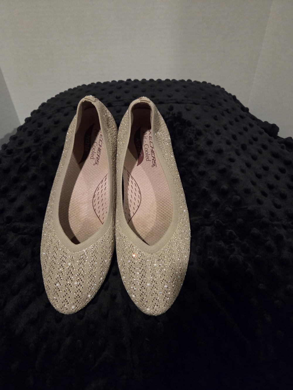 Skechers Women's Slip-On Sparkle Ballet Flats - Champagne